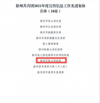 校團委榮獲徐州共青團2021年度宣傳信息工作先進集體稱號